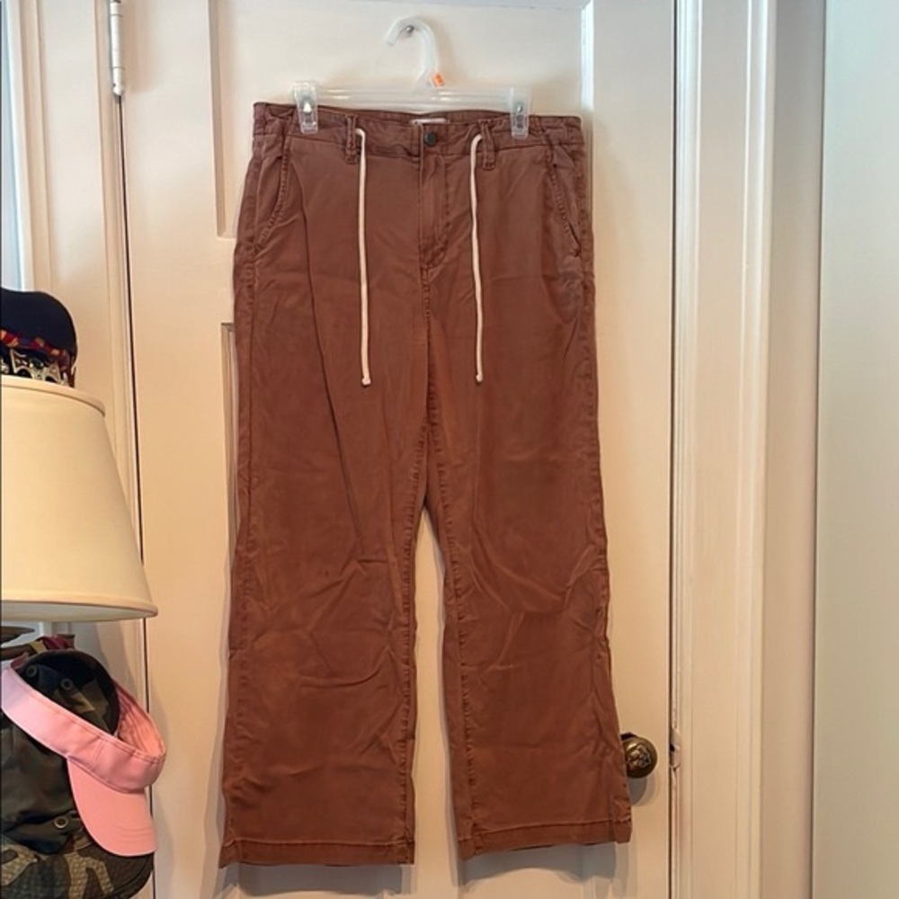 PAIGE Carly High-Rise Wide-Leg Crop Jeans in Terra Cotta
